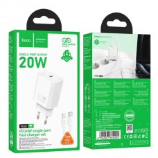 Φορτιστής Hoco N60 20W USB-C με καλώδιο Type-C σε Lightning Λευκός