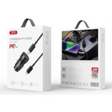 XO CC57 PD 25W Car Charger Black + Cable USB-C To Lightning